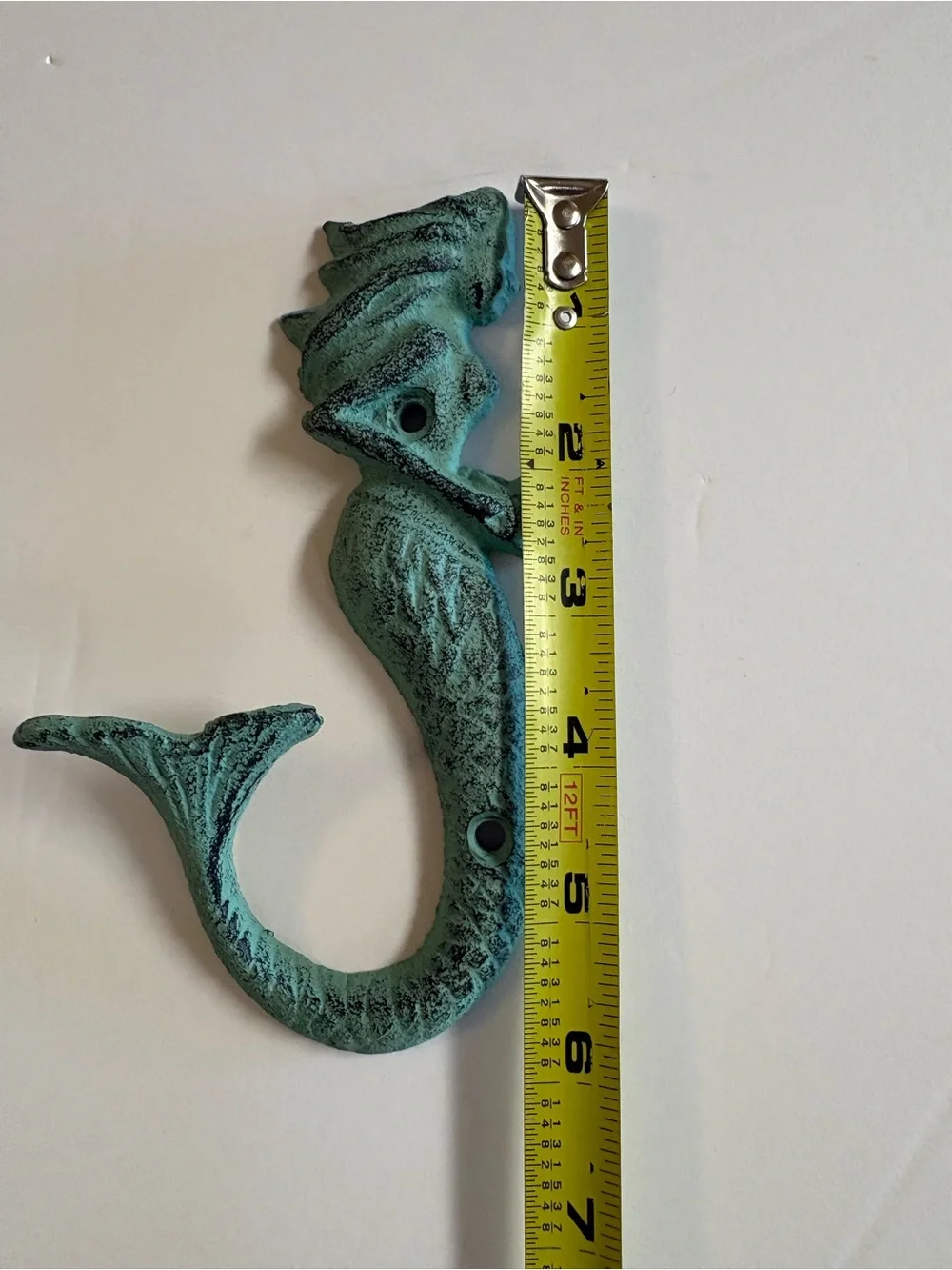 Decorative Mermaid/Sea Serpent Wall Hook in Patina Green